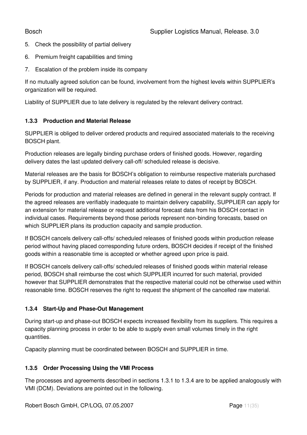 Bosch Appliances 3 manual Production and Material Release, Start-Up and Phase-Out Management 