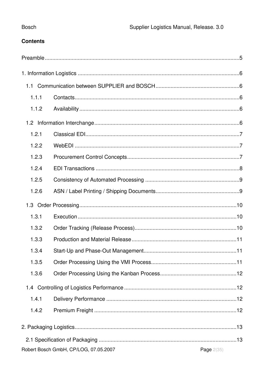 Bosch Appliances 3 manual Contents 