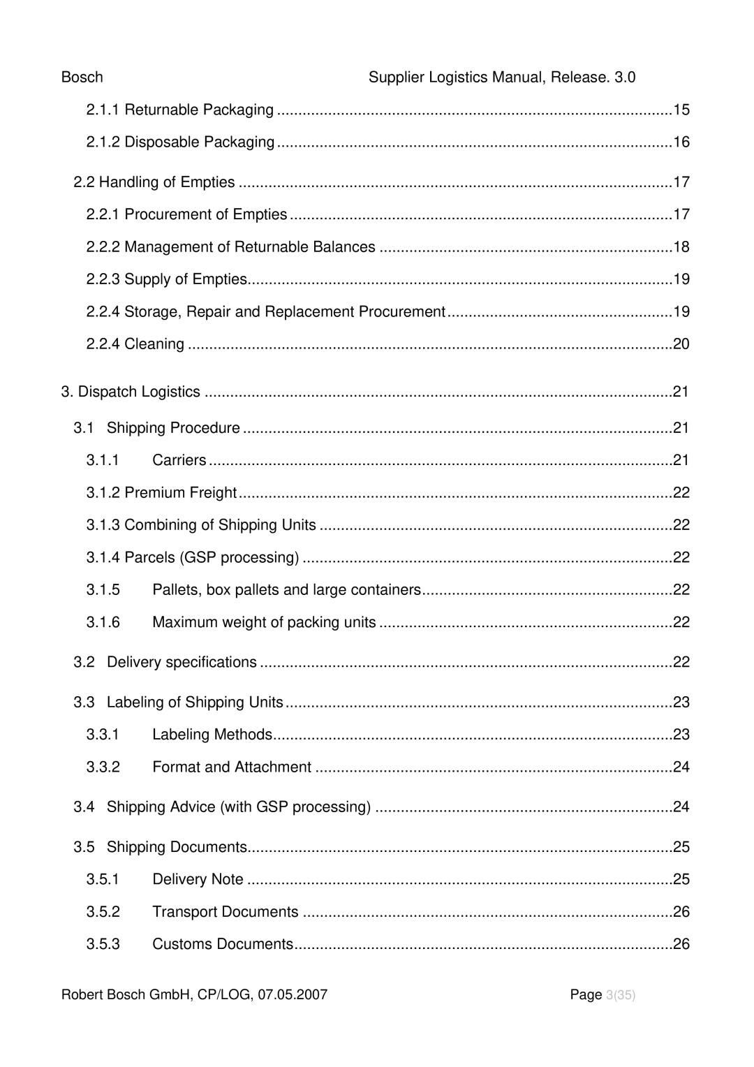 Bosch Appliances 3 manual Management of Returnable Balances 