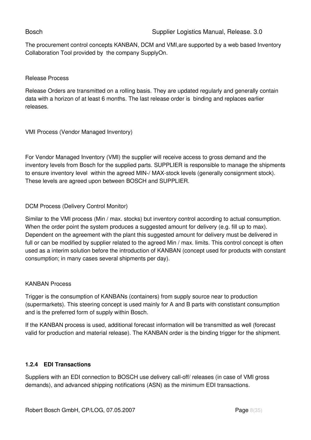 Bosch Appliances 3 manual EDI Transactions 