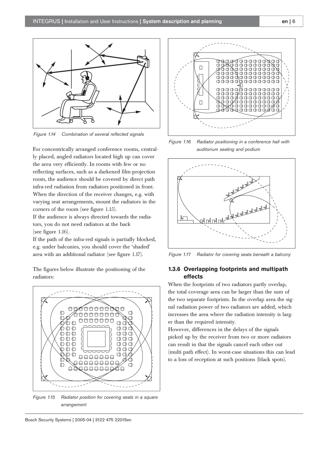 Bosch Appliances 3122 475 22015en Overlapping footprints and multipath effects, Combination of several reflected signals 