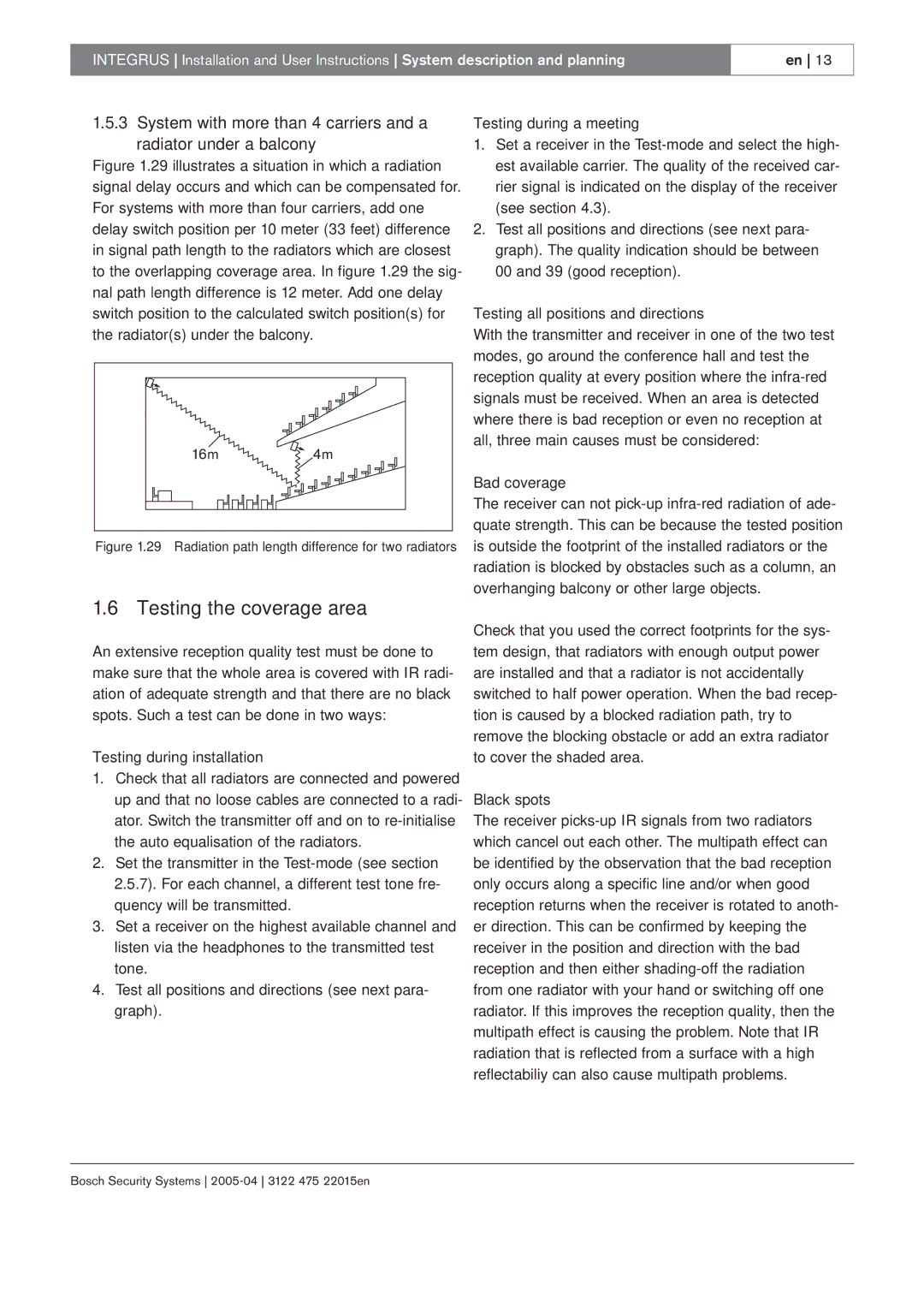 Bosch Appliances 3122 475 22015en manual Testing the coverage area 