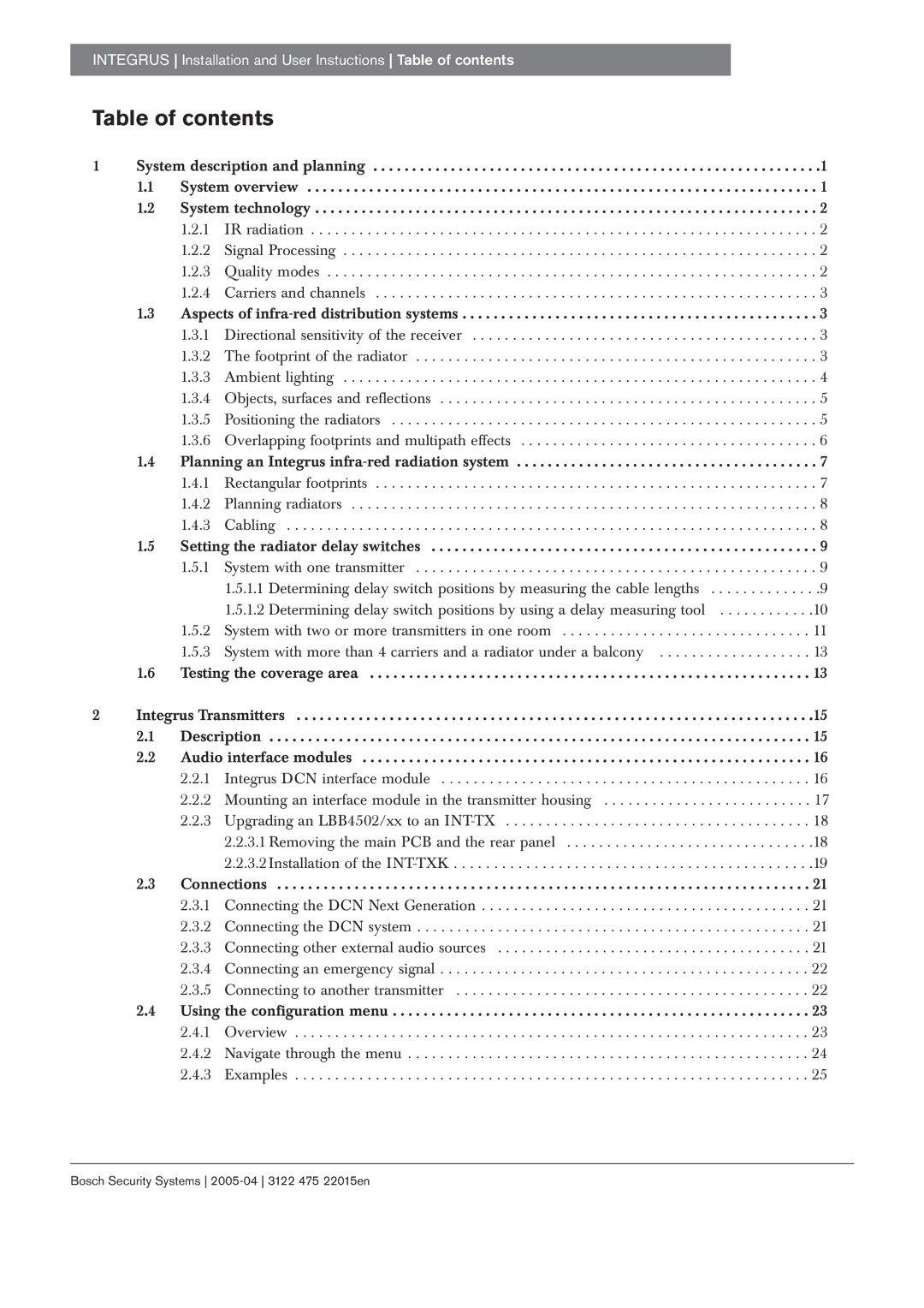 Bosch Appliances 3122 475 22015en manual Table of contents 