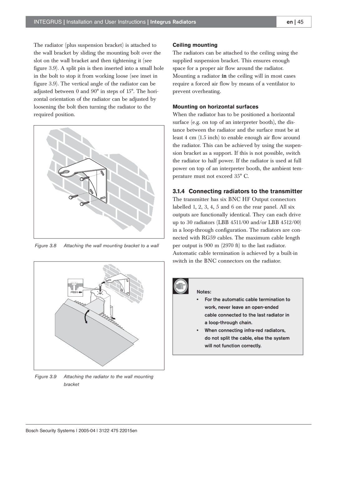 Bosch Appliances 3122 475 22015en manual Connecting radiators to the transmitter, Ceiling mounting 