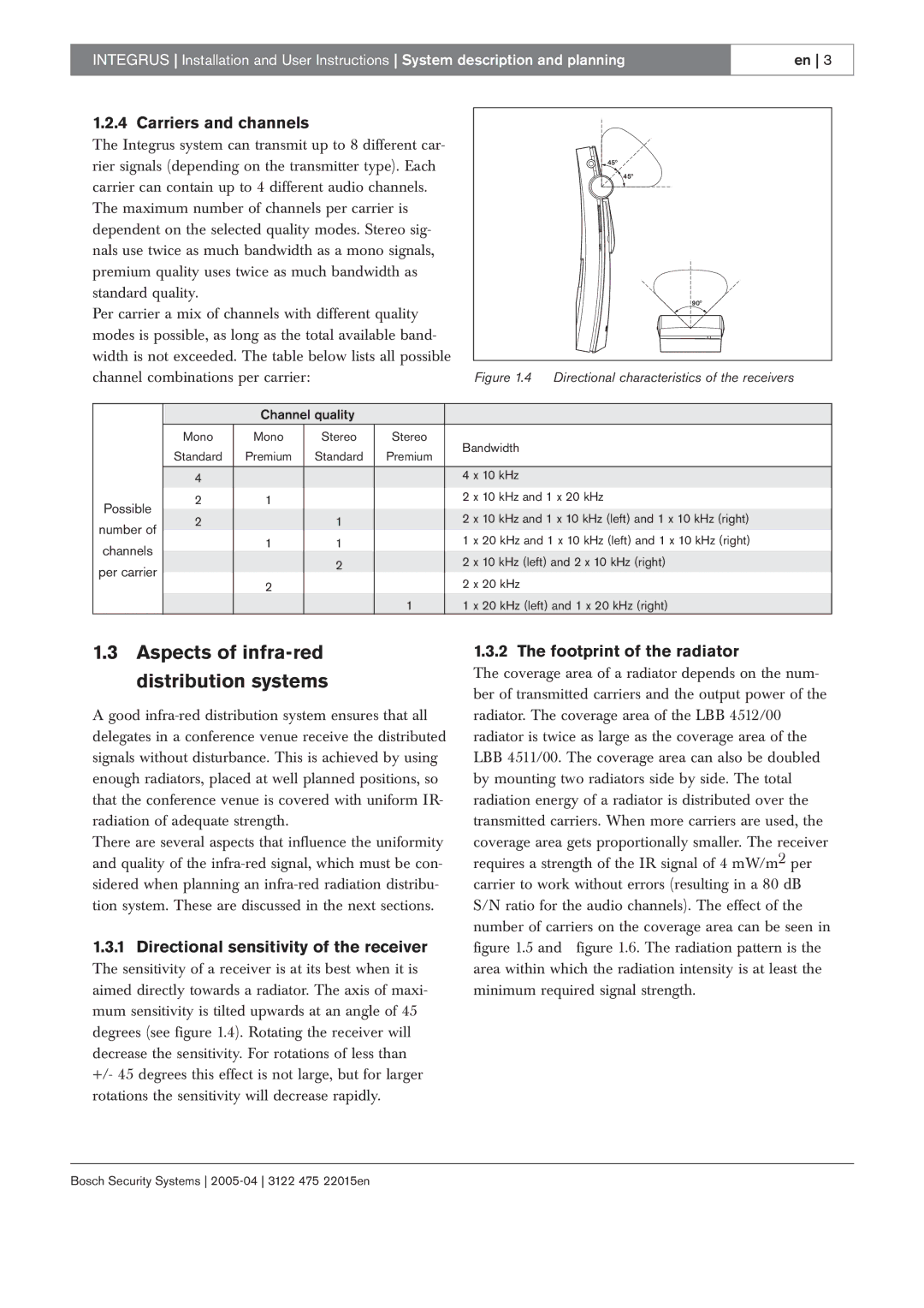 Bosch Appliances 3122 475 22015en manual Aspects of infra-red distribution systems, Carriers and channels 