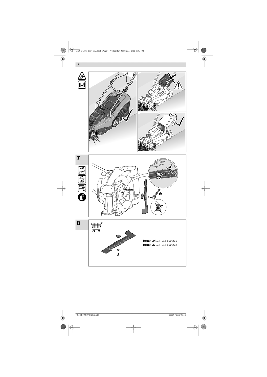 Bosch Appliances manual Rotak 34.....F, Rotak 37.....F, Stop 