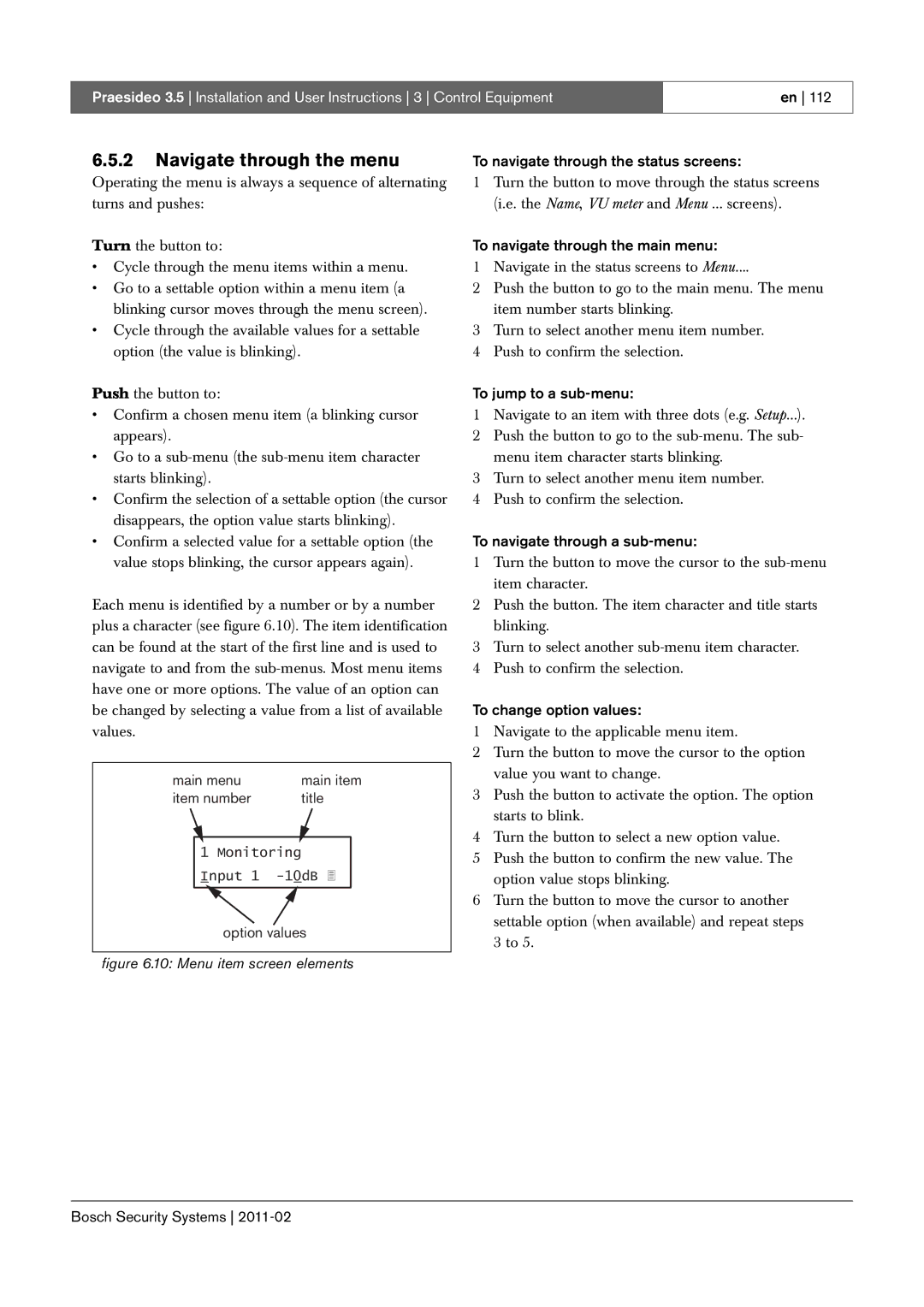 Bosch Appliances 3.5 manual To jump to a sub-menu, To navigate through a sub-menu 