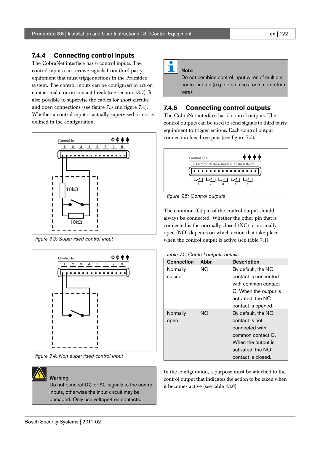 Bosch Appliances 3.5 manual Connecting control inputs 