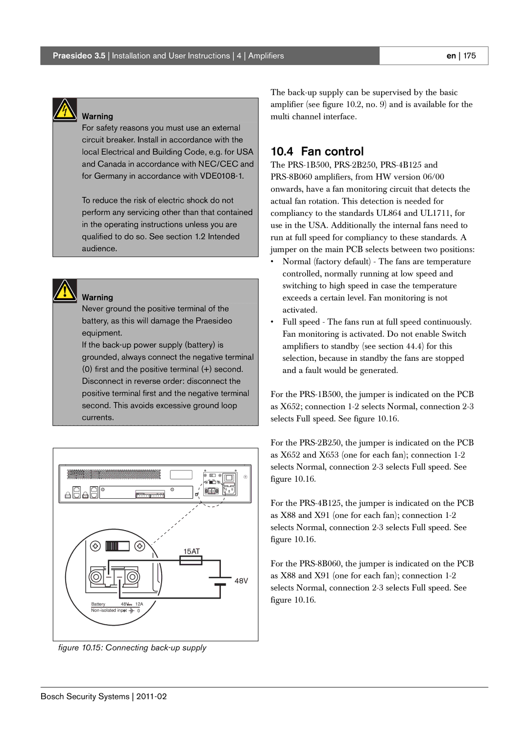 Bosch Appliances 3.5 manual Connecting back-up supply 