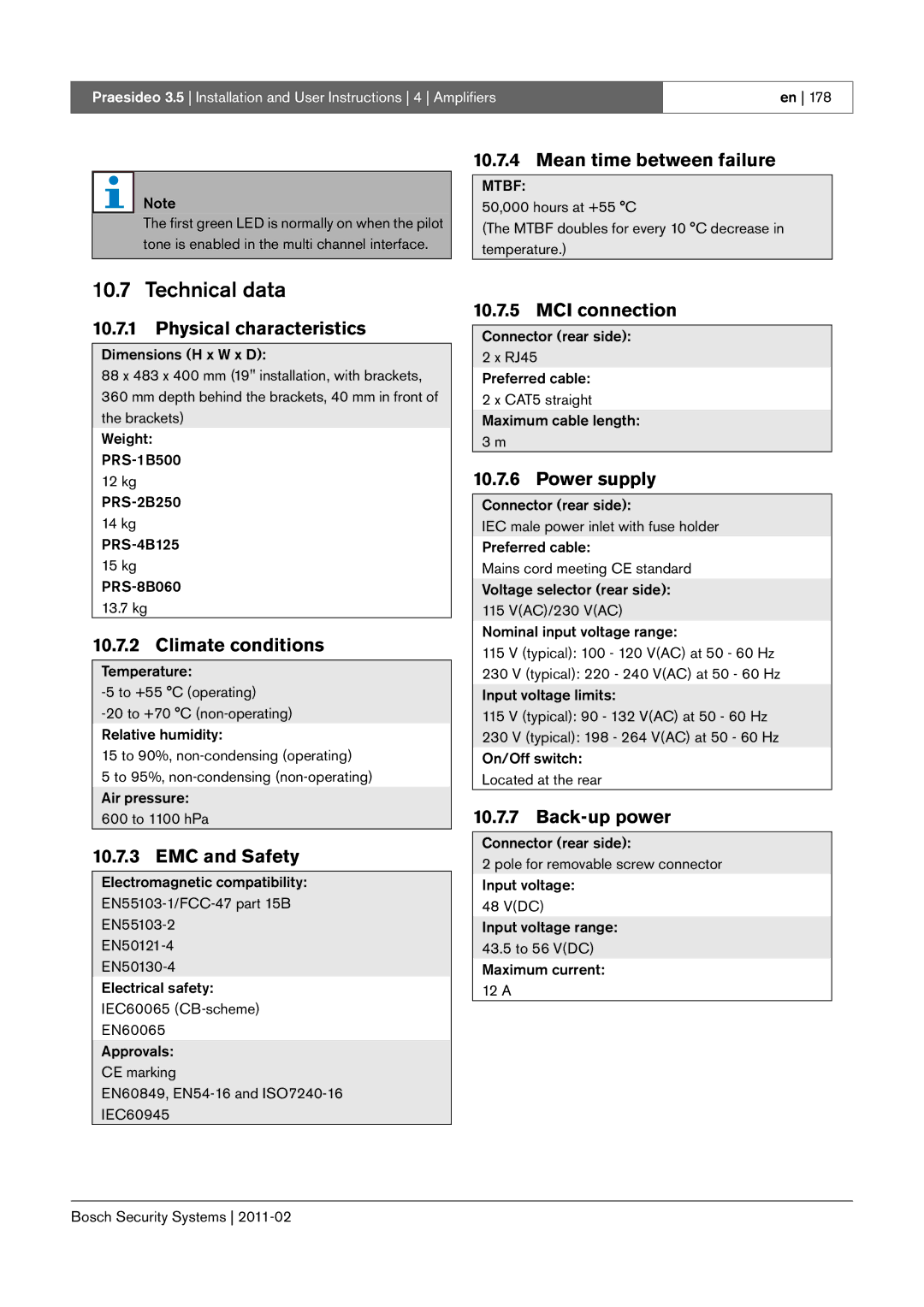 Bosch Appliances 3.5 manual Mean time between failure, MCI connection 