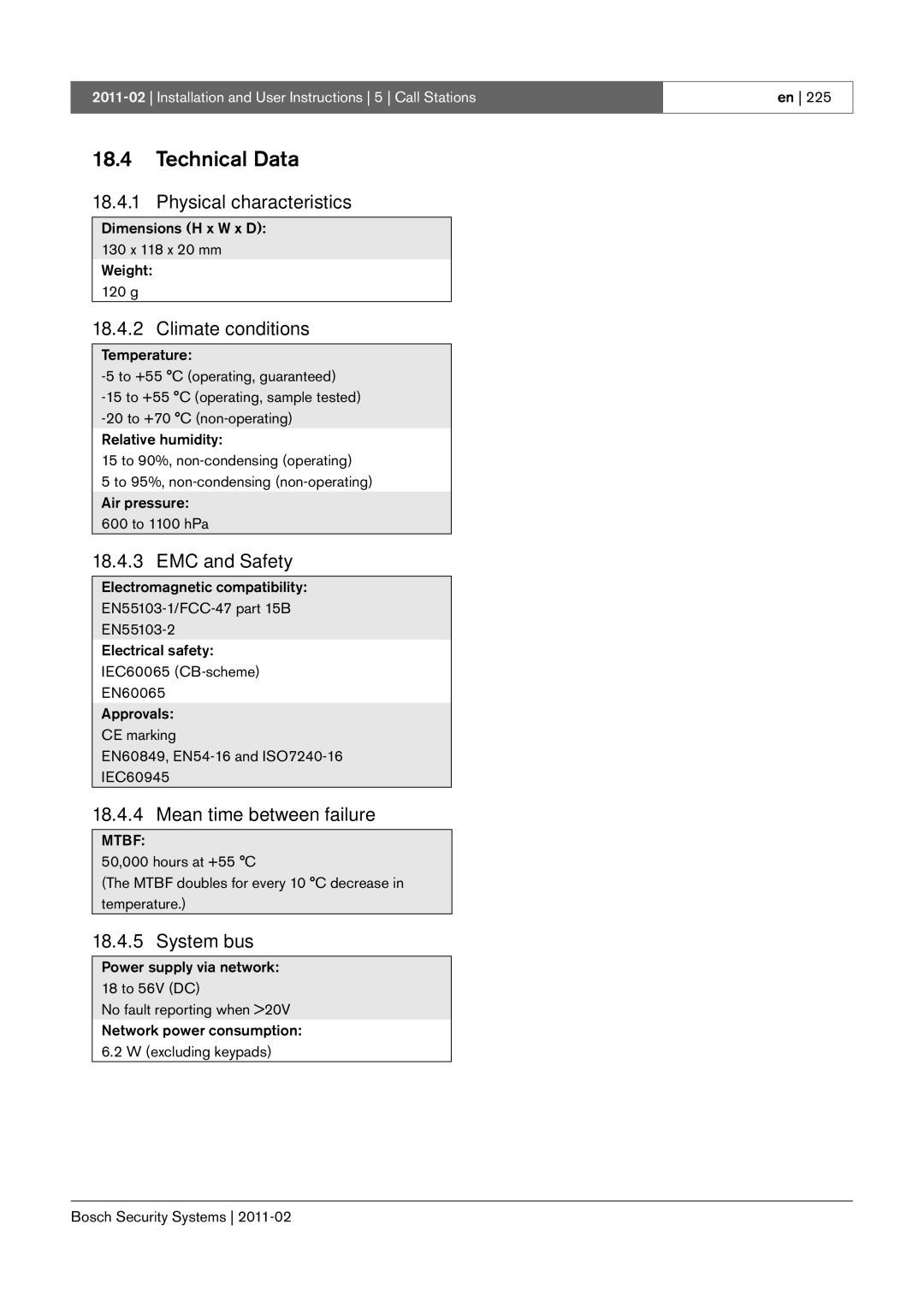 Bosch Appliances 3.5 manual Technical Data, Dimensions H x W x D 130 x 118 x 20 mm Weight 120 g 