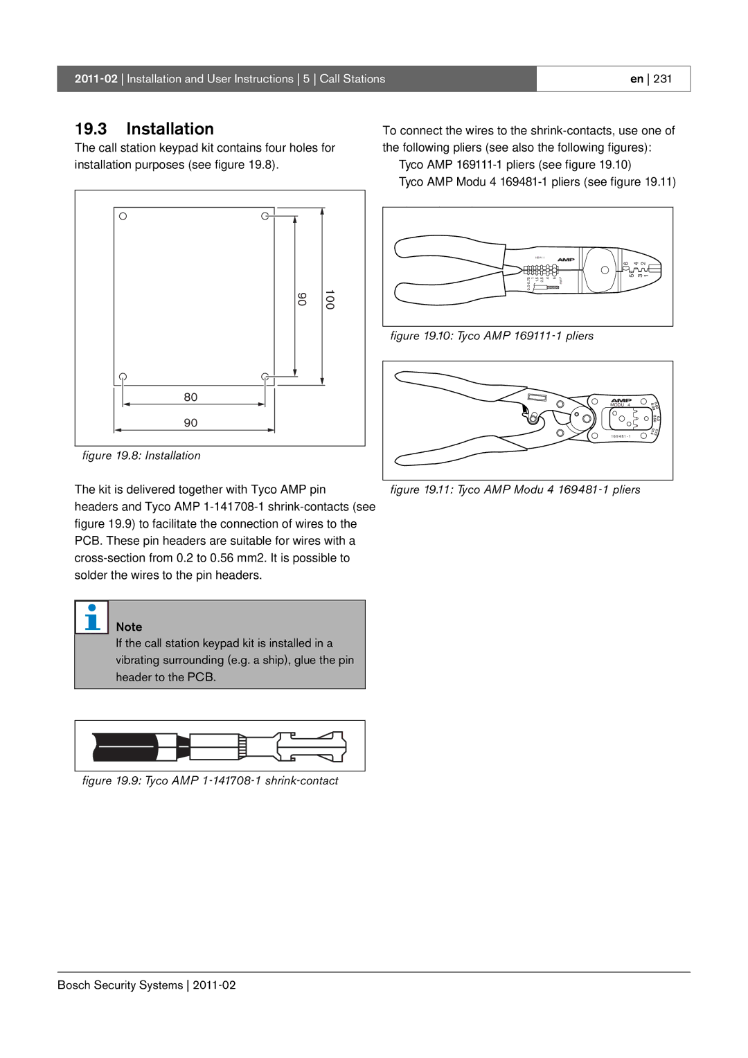 Bosch Appliances 3.5 manual Tyco AMP 169111-1 pliers 