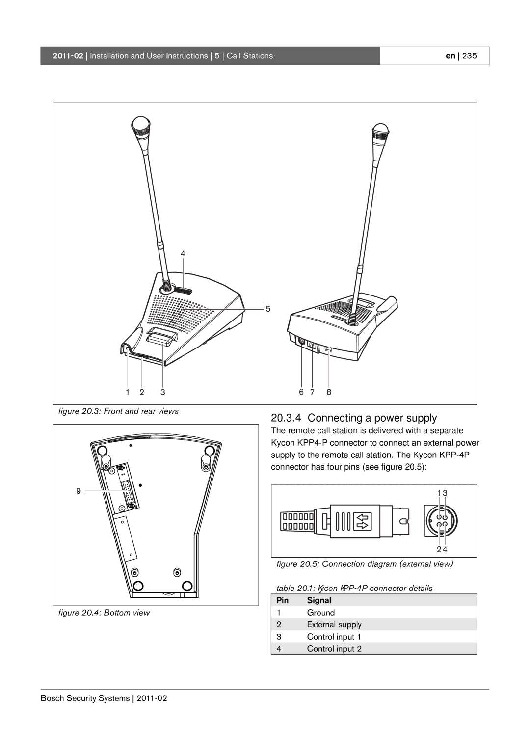 Bosch Appliances 3.5 manual Connecting a power supply, Front and rear views 