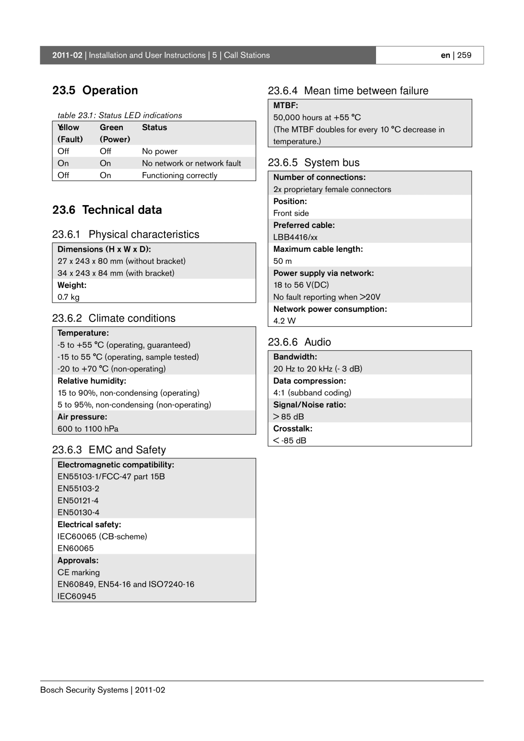 Bosch Appliances 3.5 manual Operation, Audio 