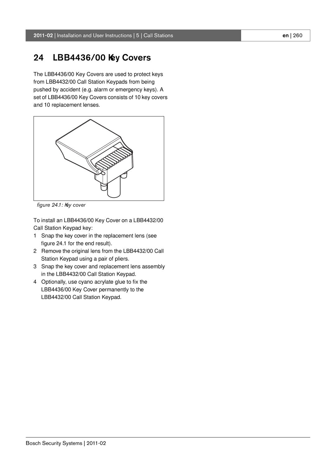 Bosch Appliances 3.5 manual 24 LBB4436/00 Key Covers, Key cover 