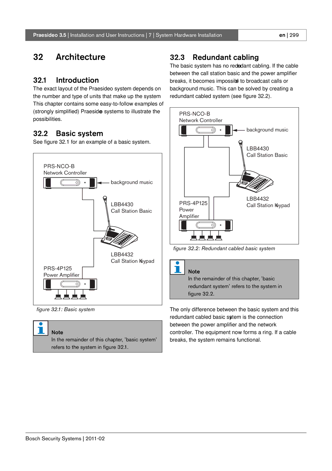 Bosch Appliances 3.5 manual Architecture, Basic system, Redundant cabling, Network Controller Background music, Amplifier 