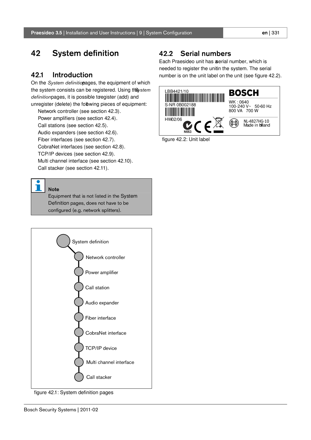 Bosch Appliances 3.5 manual System definition, Serial numbers 