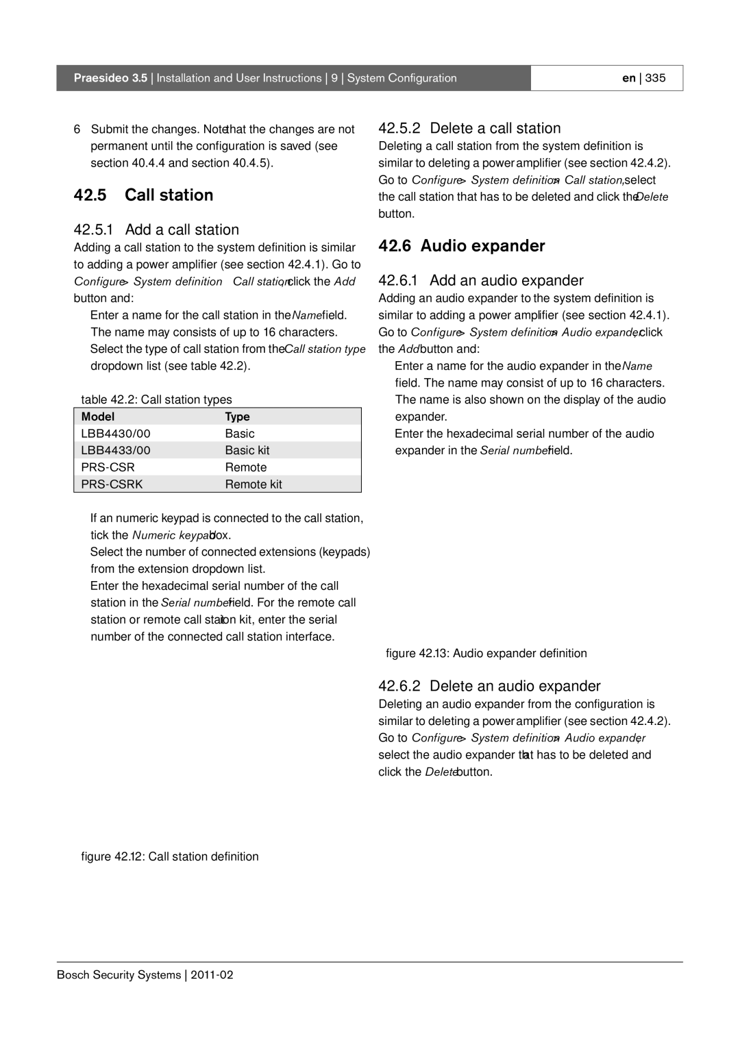 Bosch Appliances 3.5 manual Call station, Audio expander 