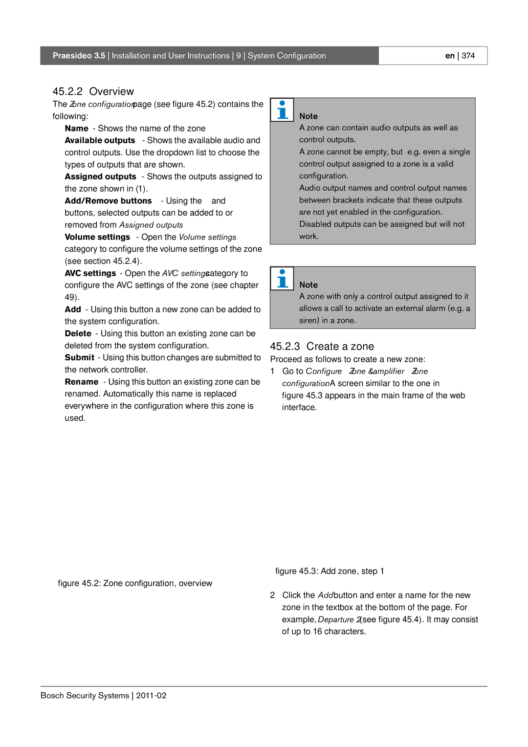 Bosch Appliances 3.5 manual Create a zone, Zone configuration, overview 