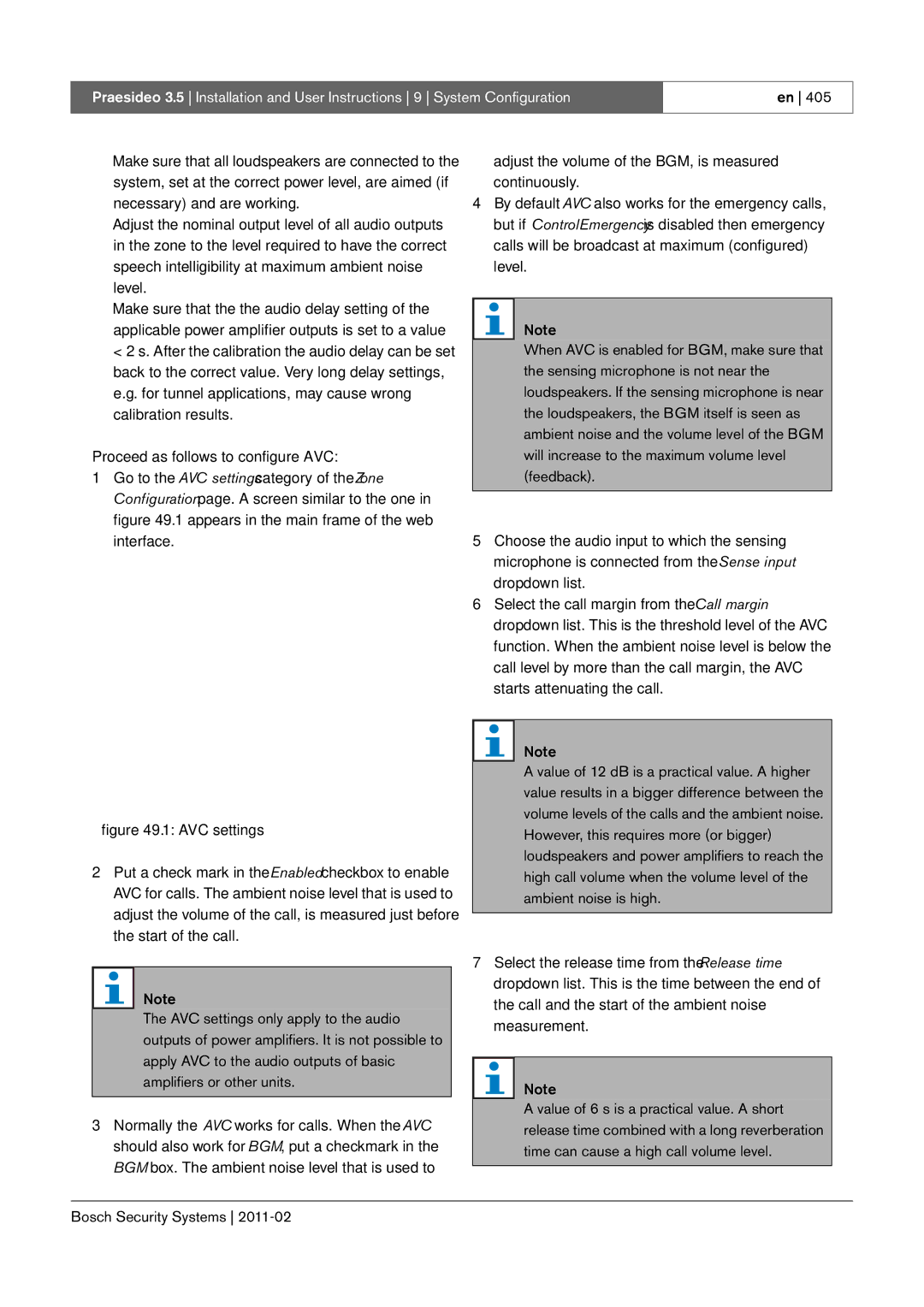 Bosch Appliances 3.5 manual AVC settings 