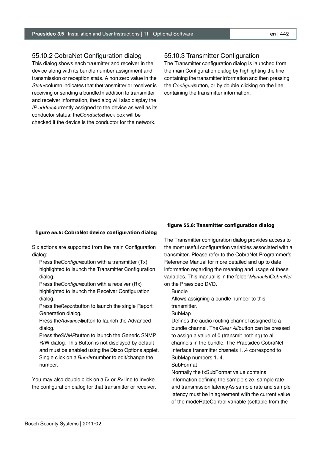 Bosch Appliances 3.5 manual CobraNet Configuration dialog, Transmitter Configuration 