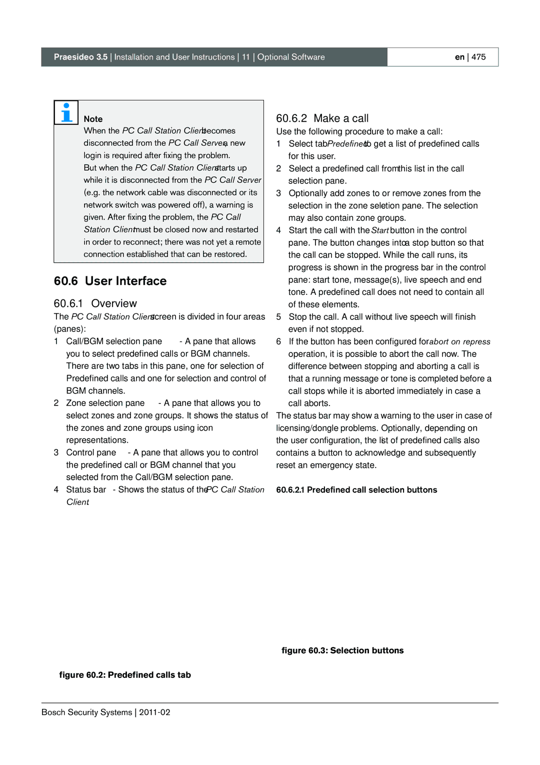 Bosch Appliances 3.5 manual User Interface, Make a call, Predefined call selection buttons 