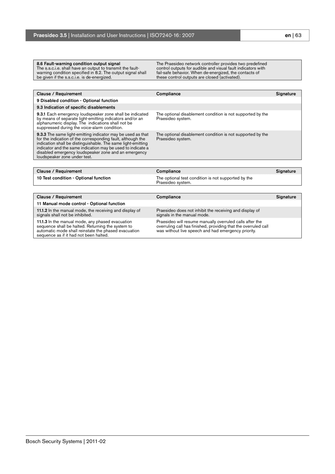 Bosch Appliances 3.5 manual Each emergency loudspeaker zone shall be indicated 