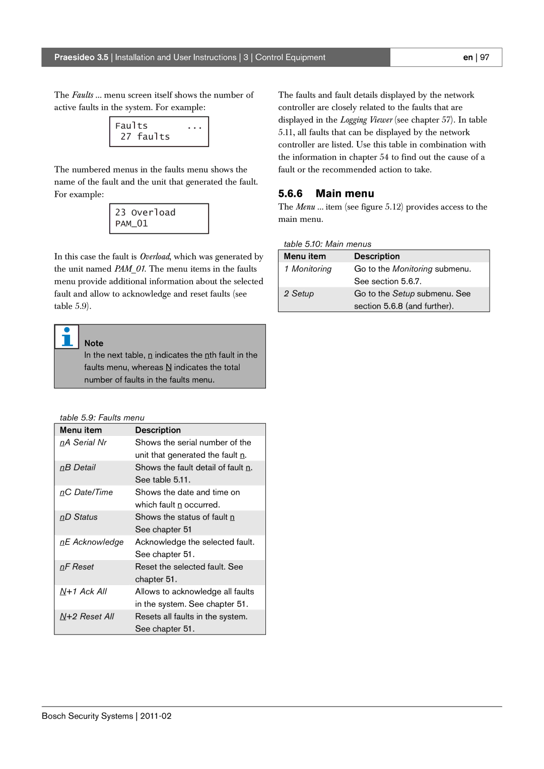 Bosch Appliances 3.5 manual Main menu 