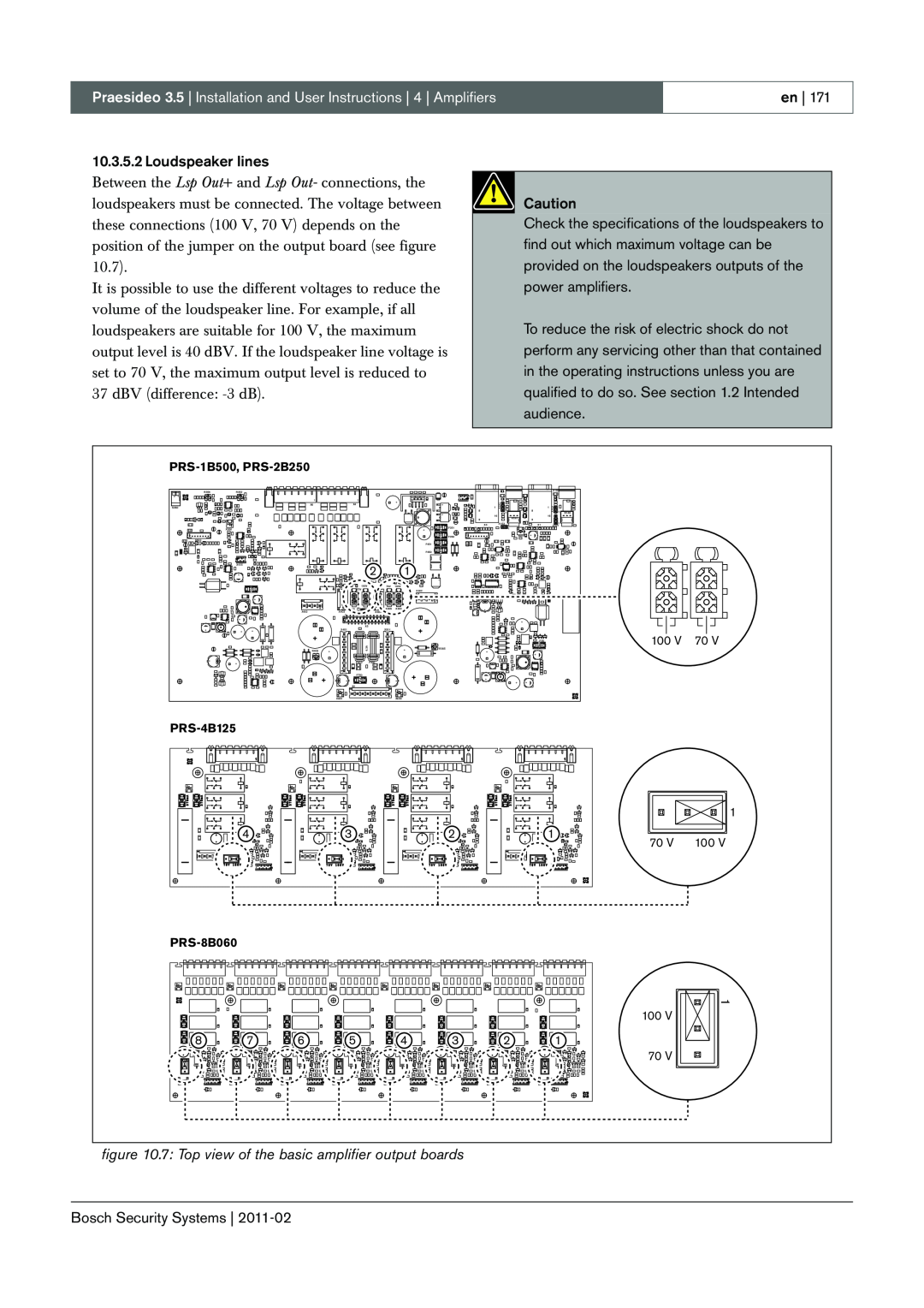 Bosch Appliances 3.5 manual en, Loudspeaker lines, Bosch Security Systems, PRS-1B500, PRS-2B250, PRS-4B125, PRS-8B060 
