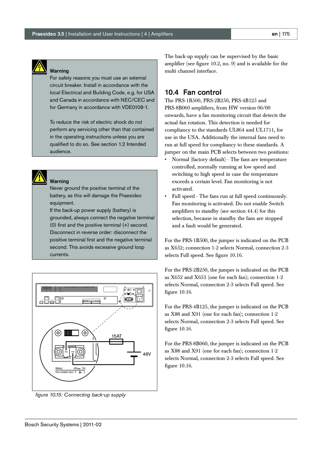 Bosch Appliances 3.5 manual Fan control, 15: Connecting back-upsupply 