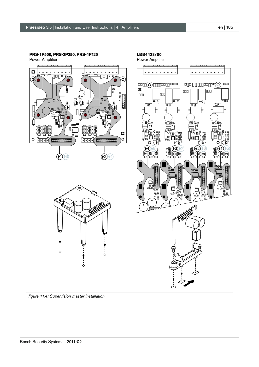 Bosch Appliances 3.5 manual 4: Supervision-masterinstallation, PRS-1P500, PRS-2P250, PRS-4P125 