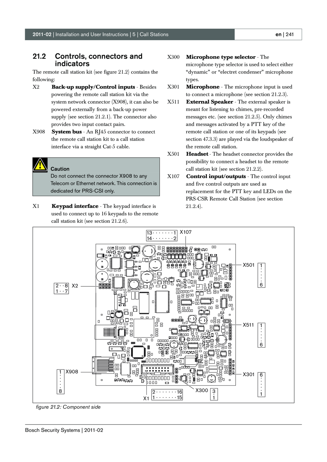 Bosch Appliances 3.5 manual 21.2Controls, connectors and indicators, 2: Component side 