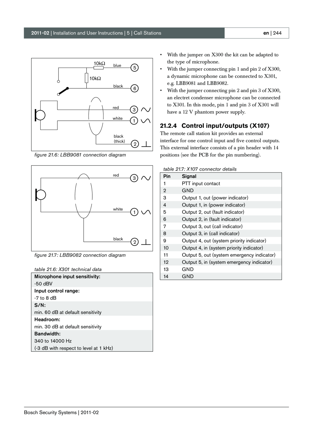 Bosch Appliances 3.5 manual Control input/outputs, 6: LBB9081 connection diagram, 7 LBB9082 connection diagram 
