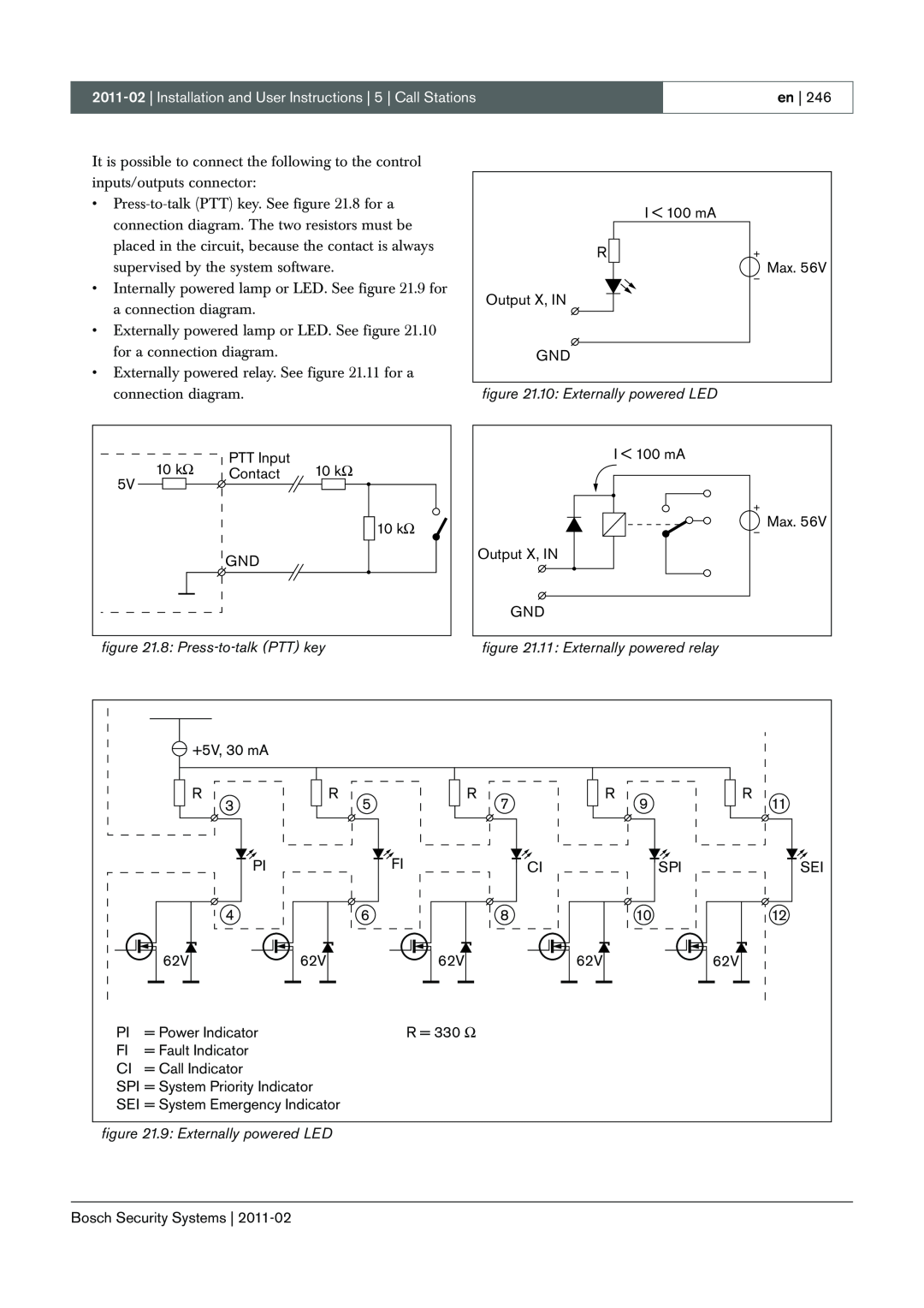 Bosch Appliances 3.5 manual 8: Press-to-talkPTT key, 10: Externally powered LED, 11: Externally powered relay 