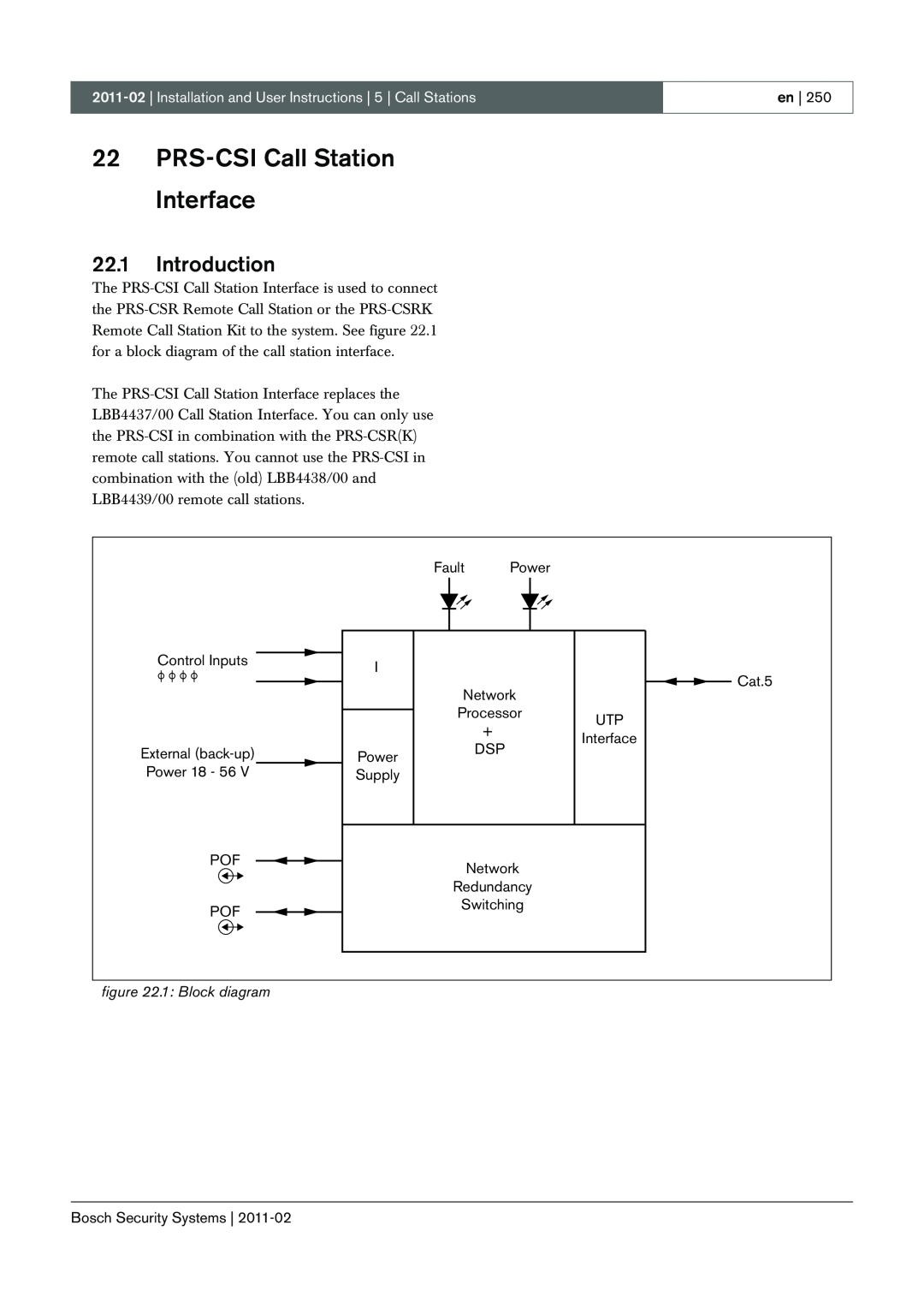 Bosch Appliances 3.5 manual 22PRS-CSICall Station Interface, 22.1Introduction, 1 Block diagram 