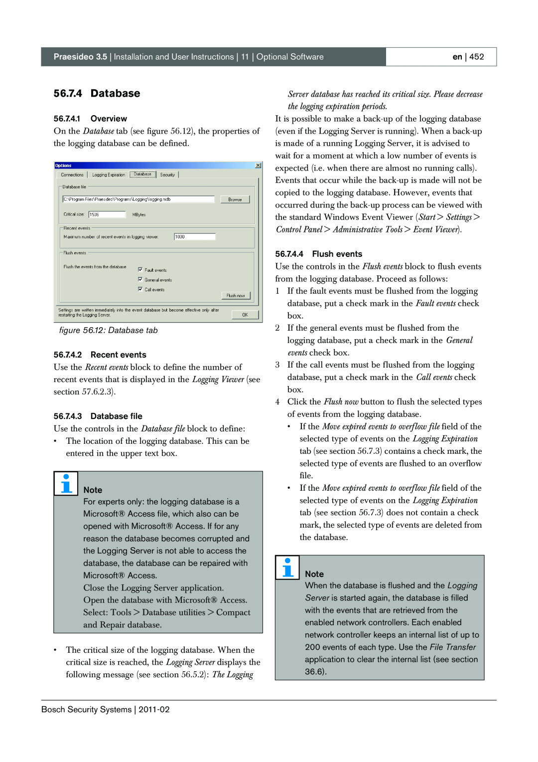Bosch Appliances 3.5 manual 12: Database tab 