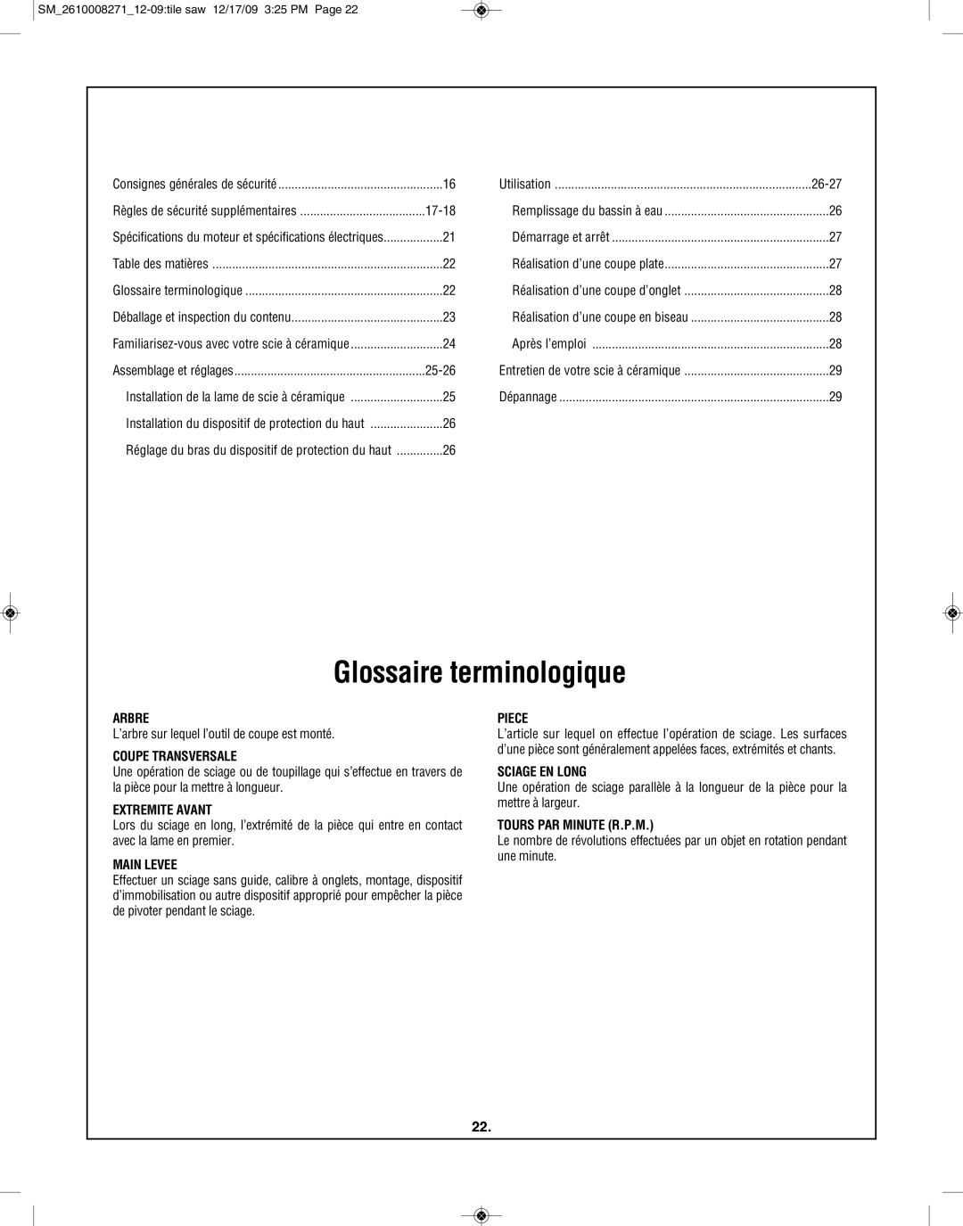 Bosch Appliances 3540 manual Table des matières, Glossaire terminologique 