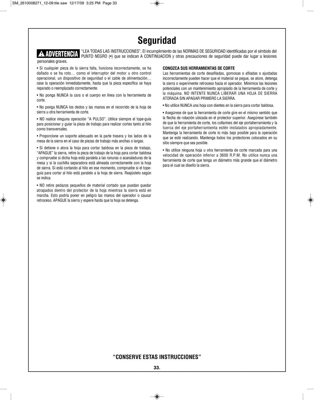 Bosch Appliances 3540 manual Conozca SUS Herramientas DE Corte 