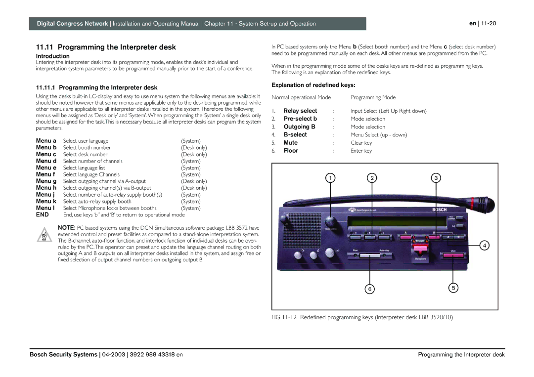 Bosch Appliances 3922 988 43318 manual Programming the Interpreter desk 