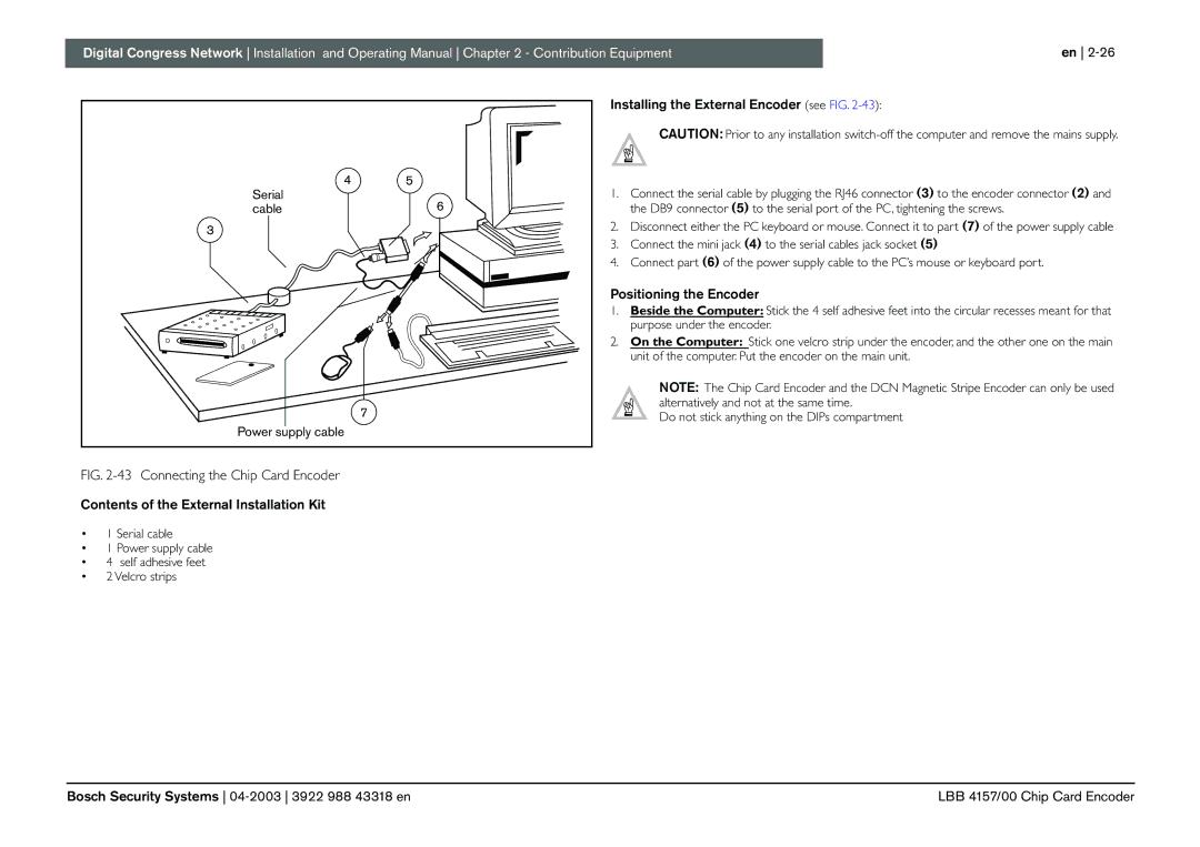 Bosch Appliances 3922 988 43318 manual Installing the External Encoder see FIG, Positioning the Encoder 