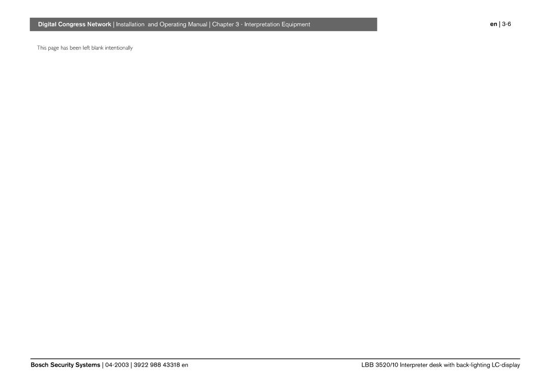 Bosch Appliances 3922 988 43318 manual This page has been left blank intentionally 