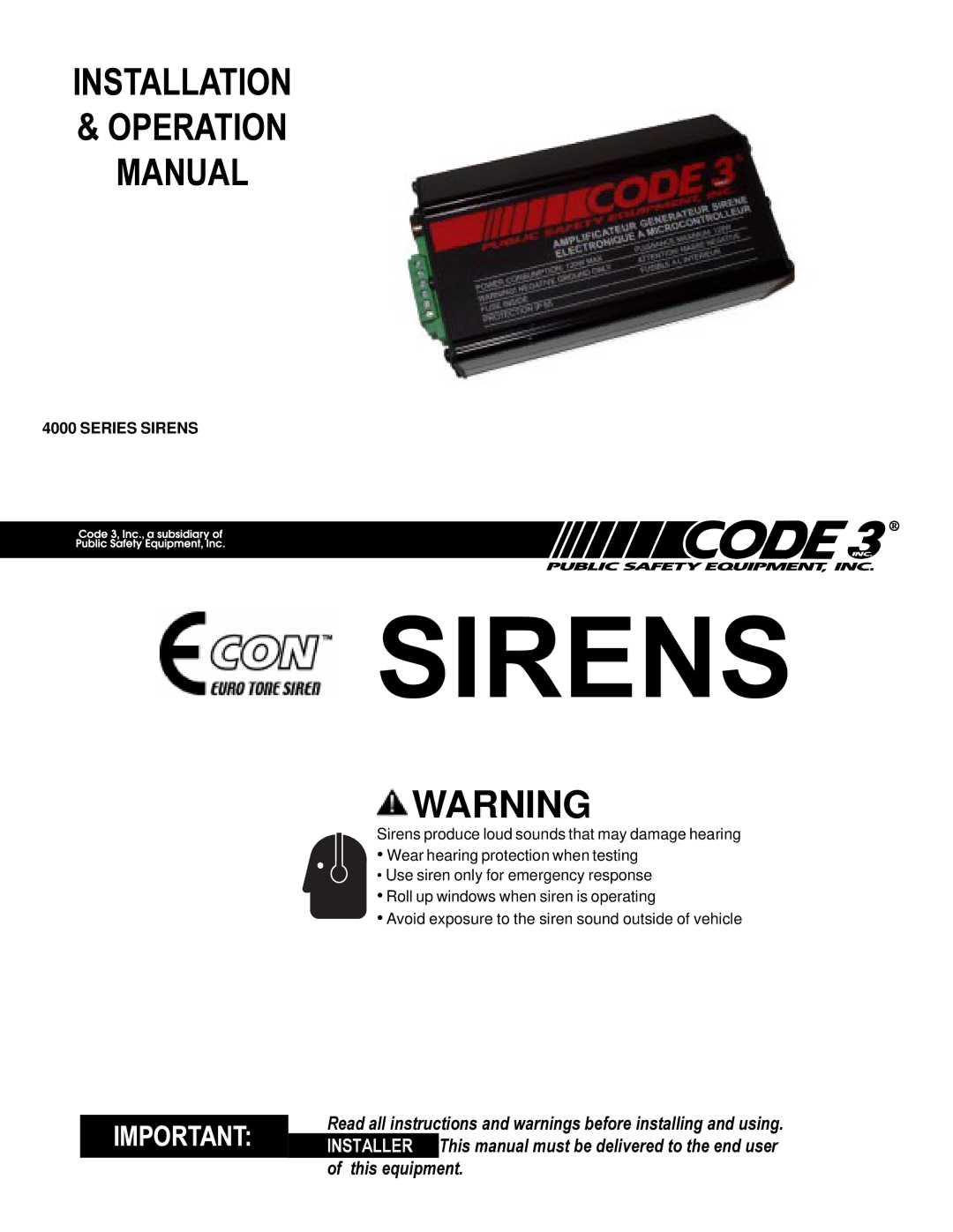 Bosch Appliances 4000 operation manual Sirens 