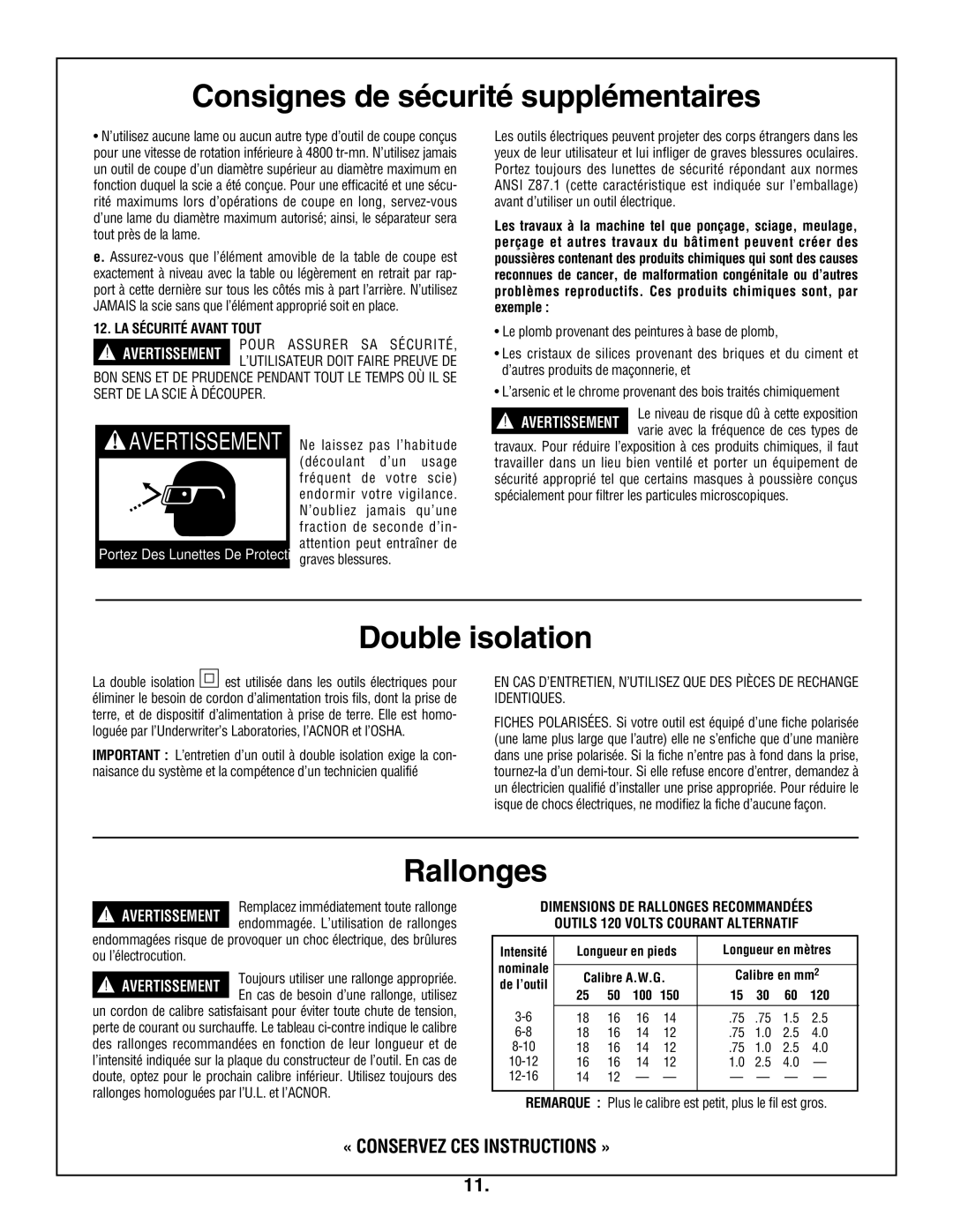 Bosch Appliances 4100DG, 4100-09 manual Double isolation, Rallonges, LA Sécurité Avant Tout, Identiques 