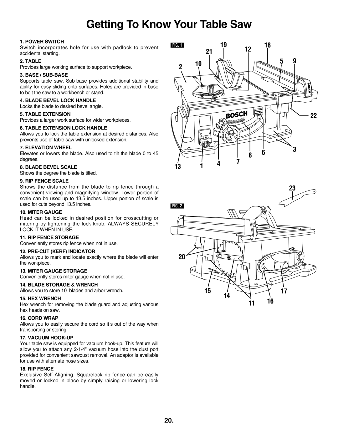 Bosch Appliances 4100DG, 4100-09 manual Getting To Know Your Table Saw, 13 1 4 