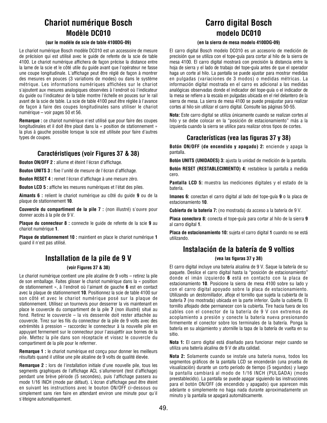 Bosch Appliances 4100-09, 4100DG manual Chariot numérique Bosch, Carro digital Bosch 