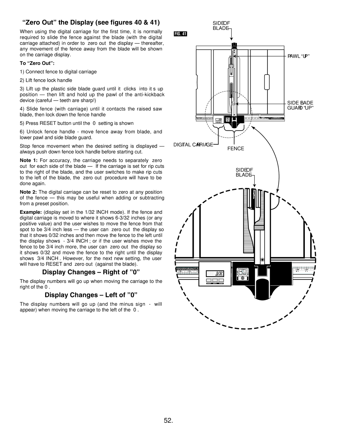 Bosch Appliances 4100-09 Zero Out the Display see figures 40, Display Changes Right, Display Changes Left, To Zero Out 