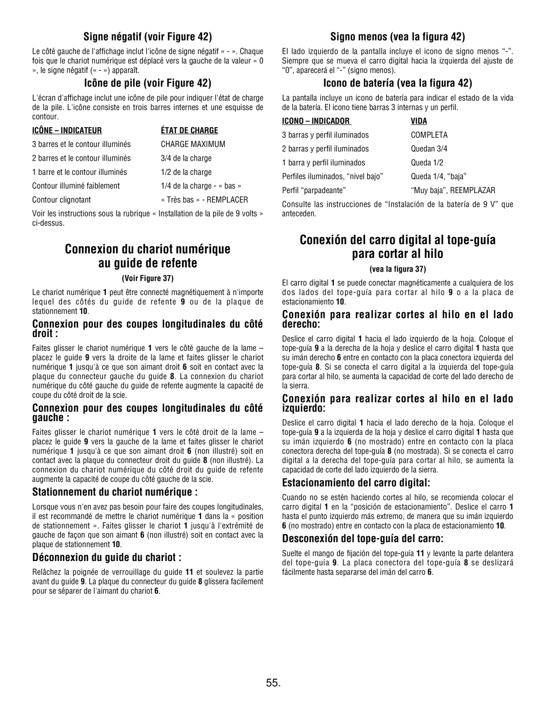 Bosch Appliances 4100-09, 4100DG manual Connexion du chariot numérique Au guide de refente 