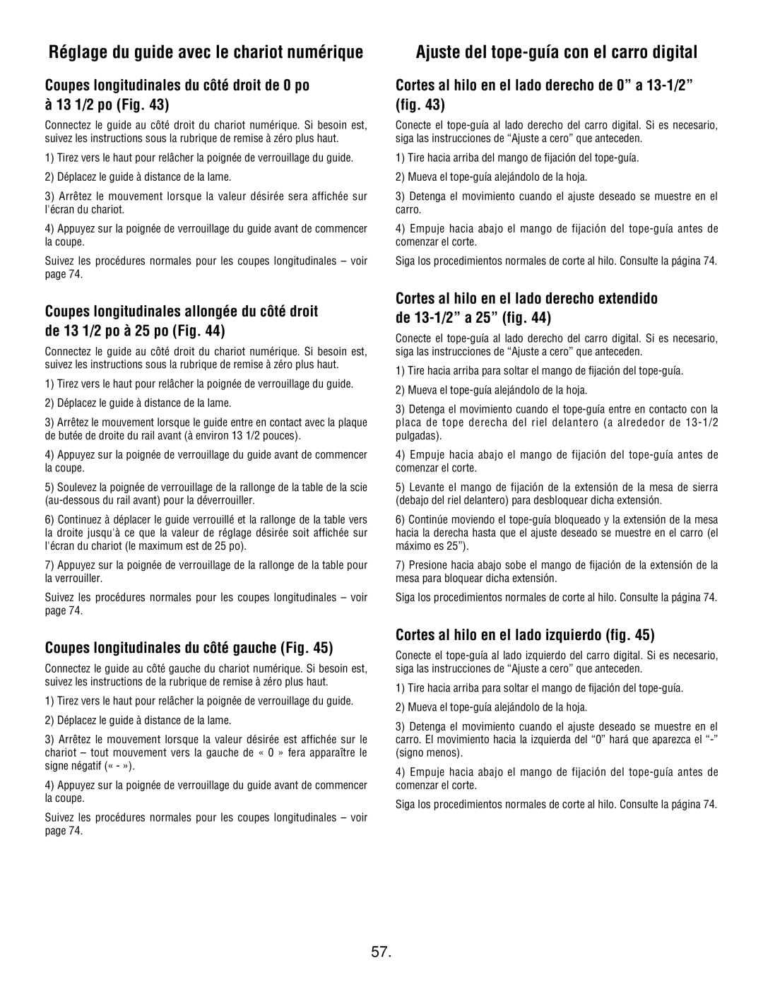 Bosch Appliances 4100DG, 4100-09 manual Ajuste del tope-guía con el carro digital, Coupes longitudinales du côté gauche Fig 