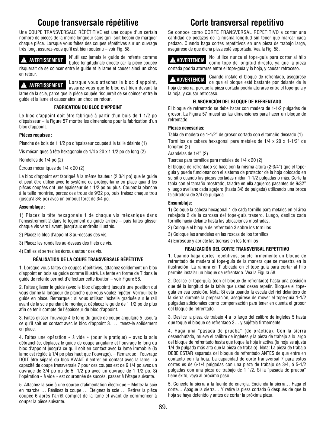 Bosch Appliances 4100DG, 4100-09 manual Coupe transversale répétitive, Realización DEL Corte Transversal Repetitivo 