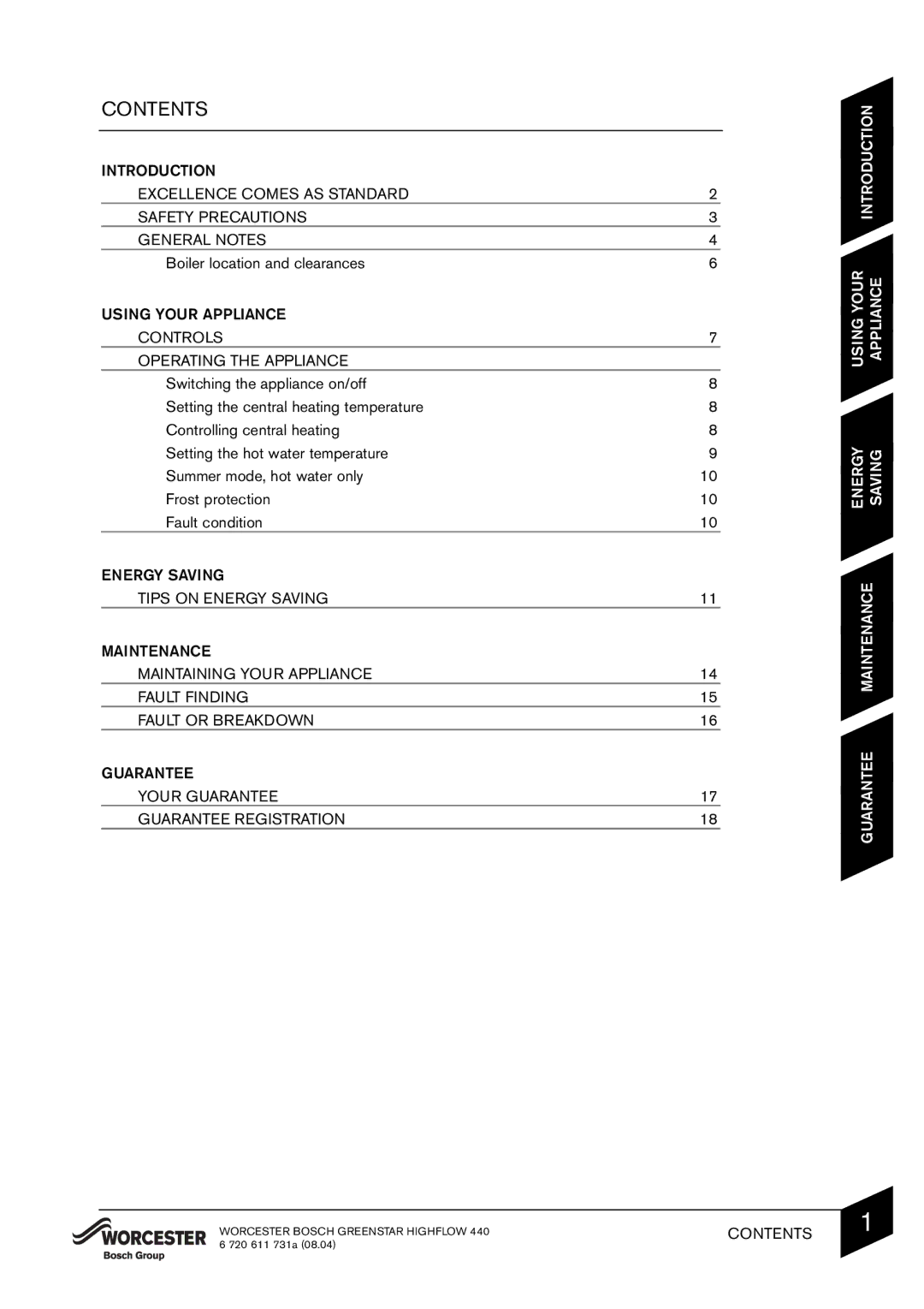 Bosch Appliances 440 manual Contents 